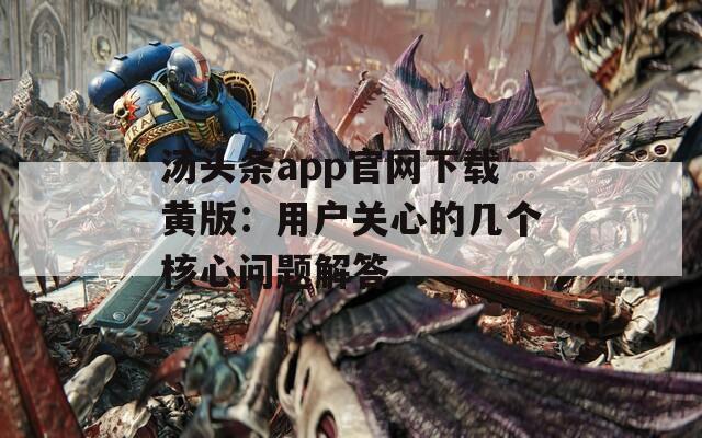 汤头条app官网下载黄版：用户关心的几个核心问题解答
